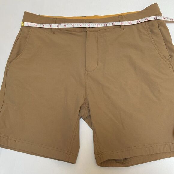 Avalon Tan Flat Front Shorts Casual Style - Picture 7 of 10